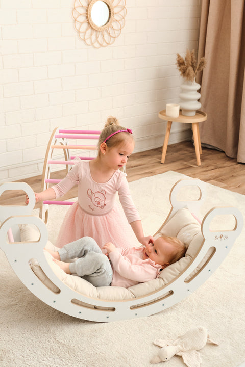 MDF montessori hojdačka 85cm + šmykľavka + vankúš