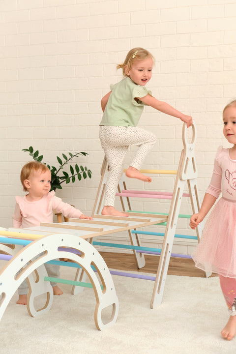 MDF montessori hojdačka 85cm + šmykľavka + vankúš